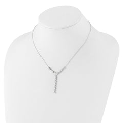 Cheryl M Sterling Silver Rhodium-plated Fancy Brilliant-cut Round & Pear CZ Y-Drop 16 Inch Necklace QCM1651-16