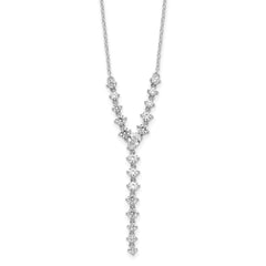 Cheryl M Sterling Silver Rhodium-plated Fancy Brilliant-cut Round & Pear CZ Y-Drop 16 Inch Necklace QCM1651-16