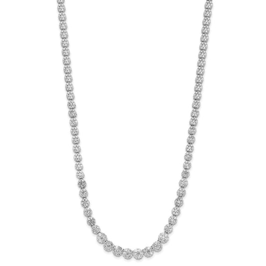 Cheryl M Sterling Silver Rhodium-plated Fancy Graduated Brilliant-cut CZ Cluster 18 Inch Necklace with 2 Inch Extender QCM1653-18