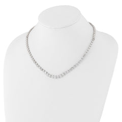 Cheryl M Sterling Silver Rhodium-plated Fancy Graduated Brilliant-cut CZ Cluster 18 Inch Necklace with 2 Inch Extender QCM1653-18