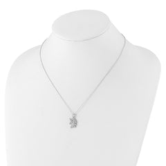 Cheryl M Sterling Silver Rhodium-plated Brilliant-cut Black and White CZ Unicorn 18 Inch Necklace QCM1654-18