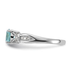 Cheryl M Sterling Silver Rhodium-plated Brilliant-cut Blue Glass and White CZ Ring