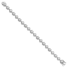 Cheryl M Sterling Silver Rhodium-plated Fancy Brilliant-cut and Cushion-cut CZ 7.5 Inch Bracelet QCM1665-7.5
