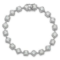 Cheryl M Sterling Silver Rhodium-plated Fancy Brilliant-cut and Cushion-cut CZ 7.5 Inch Bracelet QCM1665-7.5