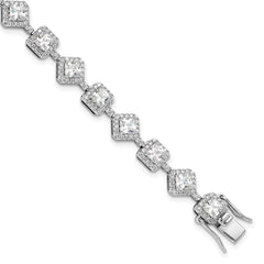 Cheryl M Sterling Silver Rhodium-plated Fancy Brilliant-cut and Cushion-cut CZ 7.5 Inch Bracelet QCM1665-7.5