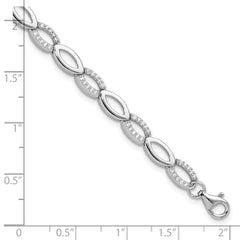 Cheryl M Sterling Silver Rhodium-plated Brilliant-cut CZ Marquise Shaped Link 7 Inch Bracelet with 1 Inch Extender QCM1666-7