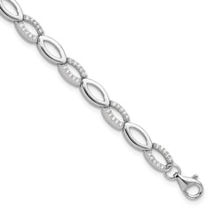 Cheryl M Sterling Silver Rhodium-plated Brilliant-cut CZ Marquise Shaped Link 7 Inch Bracelet with 1 Inch Extender QCM1666-7
