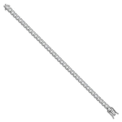 Cheryl M Sterling Silver Rhodium-plated Fancy Oval CZ Bracelet QCM1672-7.25