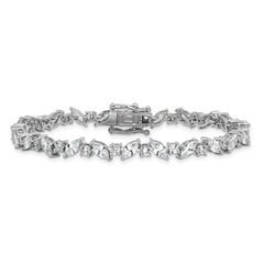 Cheryl M Sterling Silver Rhodium-plated Polished Fancy Marquise CZ Bracelet QCM1673-7.25