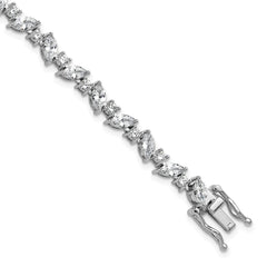 Cheryl M Sterling Silver Rhodium-plated Polished Fancy Marquise CZ Bracelet QCM1673-7.25