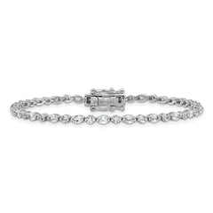 Cheryl M Sterling Silver Rhodium-plated Polished Fancy Round and Oval CZ Tennis Bracelet QCM1676-7.25
