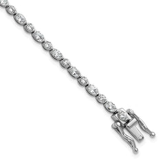 Cheryl M Sterling Silver Rhodium-plated Polished Fancy Round and Oval CZ Tennis Bracelet QCM1676-7.25