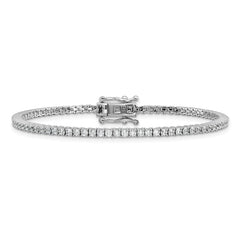 Cheryl M Sterling Silver Rhodium-plated Polished CZ with Safety Clasp Tennis Bracelet QCM1679-7.25