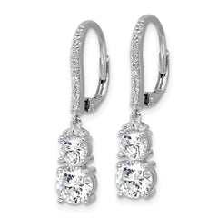 QCM1684 Cheryl M Sterling Silver Rhodium-plated Polished Fancy CZ Leverback Dangle Earrings