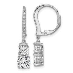 QCM1684 Cheryl M Sterling Silver Rhodium-plated Polished Fancy CZ Leverback Dangle Earrings