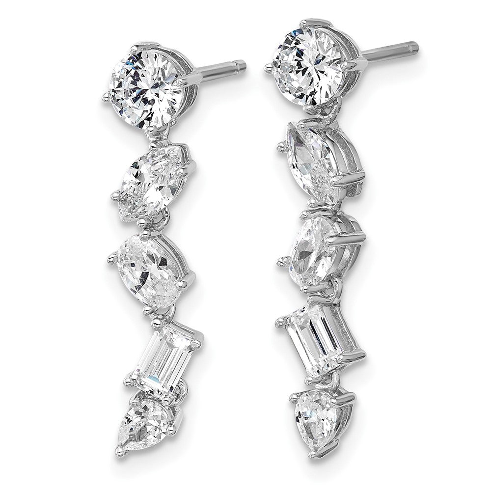 QCM1688 Cheryl M Sterling Silver Rhodium-plated Polished Fancy Multi-cut CZ Post Dangle Earrings
