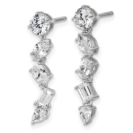 QCM1688 Cheryl M Sterling Silver Rhodium-plated Polished Fancy Multi-cut CZ Post Dangle Earrings
