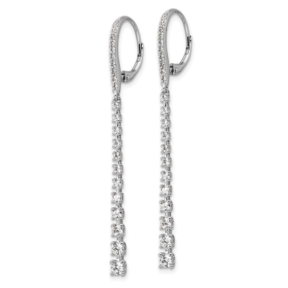 QCM1691 Cheryl M Sterling Silver Rhodium-plated Polished Graduated CZ Leverback Dangle Earrings