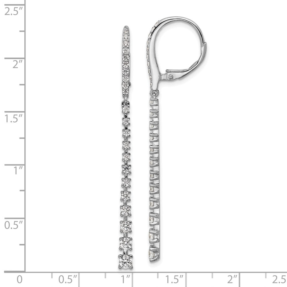 QCM1691 Cheryl M Sterling Silver Rhodium-plated Polished Graduated CZ Leverback Dangle Earrings
