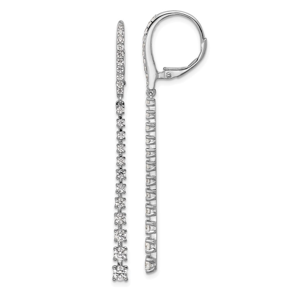 QCM1691 Cheryl M Sterling Silver Rhodium-plated Polished Graduated CZ Leverback Dangle Earrings
