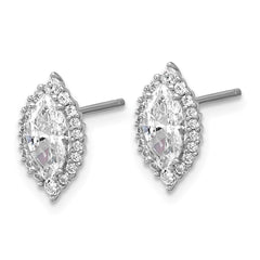 QCM1693 Cheryl M Sterling Silver Rhodium-plated Polished Marquise CZ Halo Post Earrings