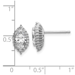 QCM1693 Cheryl M Sterling Silver Rhodium-plated Polished Marquise CZ Halo Post Earrings