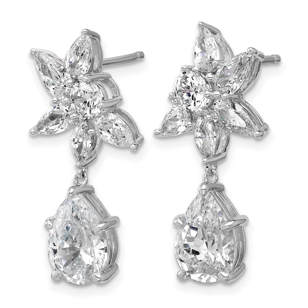 QCM1698 Cheryl M Sterling Silver Rhodium-plated Polished Fancy Multi-cut CZ Post Dangle Earrings