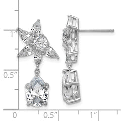 QCM1698 Cheryl M Sterling Silver Rhodium-plated Polished Fancy Multi-cut CZ Post Dangle Earrings