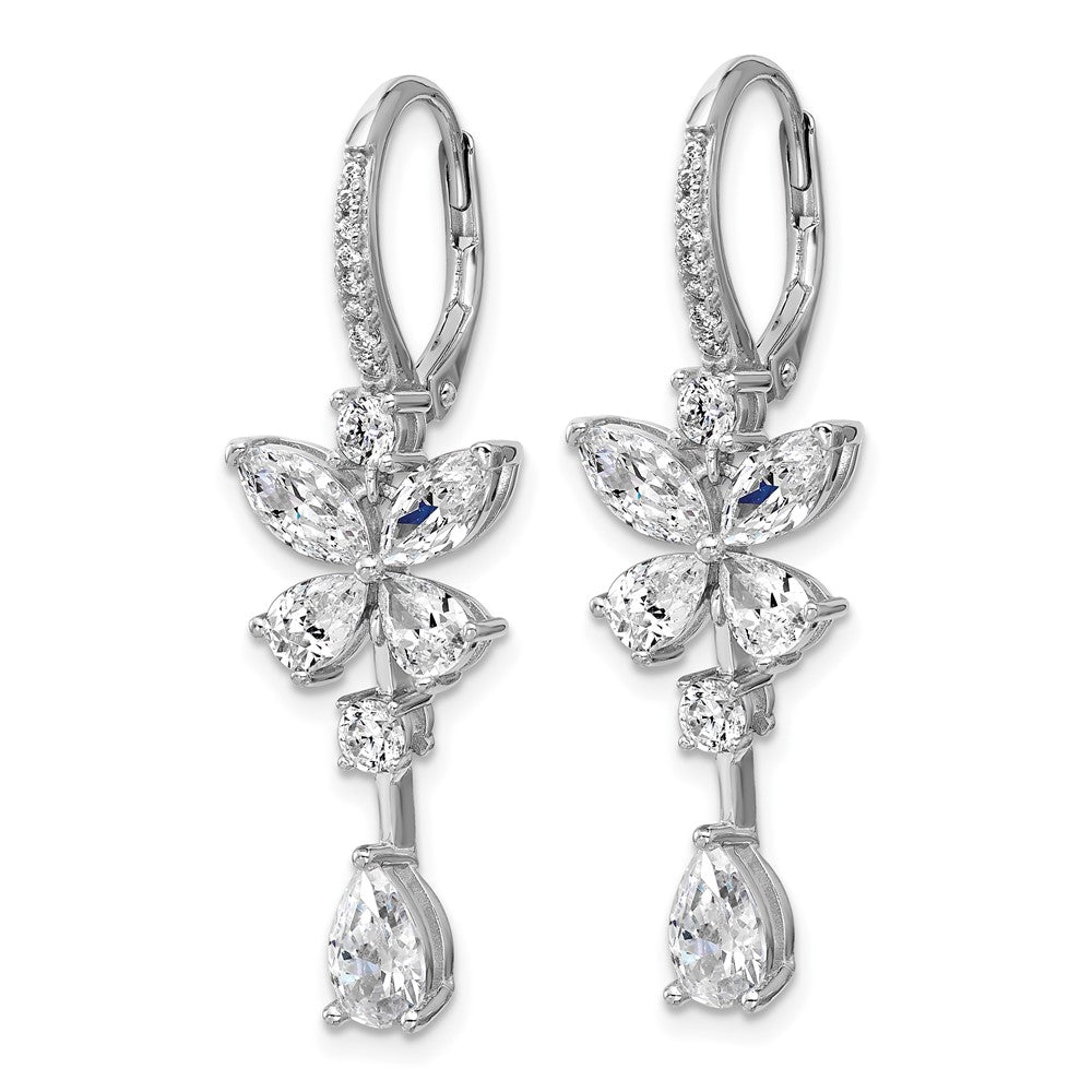 QCM1703 Cheryl M Sterling Silver Rhodium-plated Polished Fancy CZ Butterfly Leverback Dangle Earrings