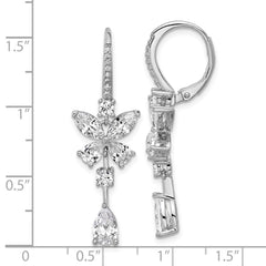 QCM1703 Cheryl M Sterling Silver Rhodium-plated Polished Fancy CZ Butterfly Leverback Dangle Earrings