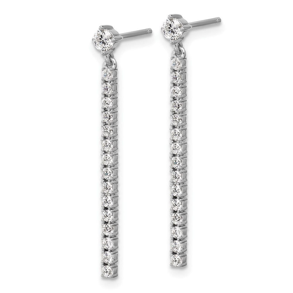 QCM1706 Cheryl M Sterling Silver Rhodium-plated Polished CZ Bar Post Dangle Earrings