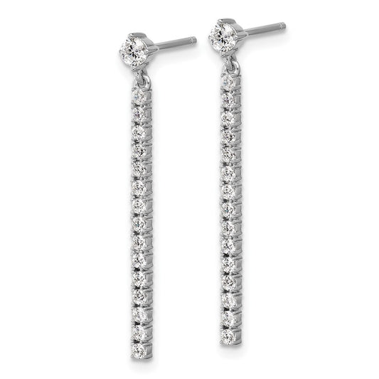 QCM1706 Cheryl M Sterling Silver Rhodium-plated Polished CZ Bar Post Dangle Earrings