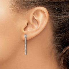 QCM1706 Cheryl M Sterling Silver Rhodium-plated Polished CZ Bar Post Dangle Earrings