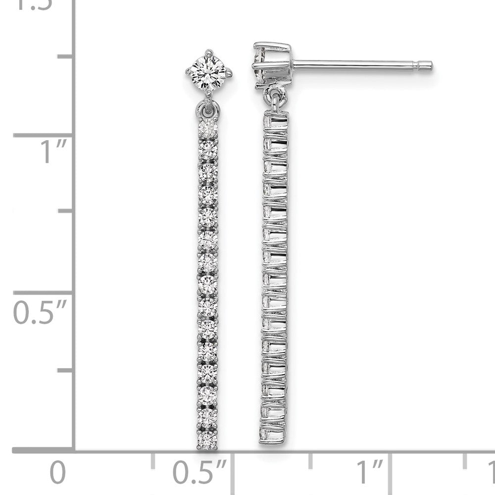 QCM1706 Cheryl M Sterling Silver Rhodium-plated Polished CZ Bar Post Dangle Earrings