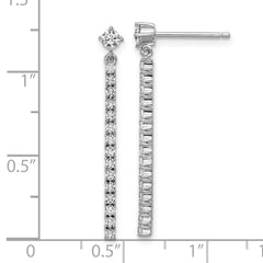 QCM1706 Cheryl M Sterling Silver Rhodium-plated Polished CZ Bar Post Dangle Earrings