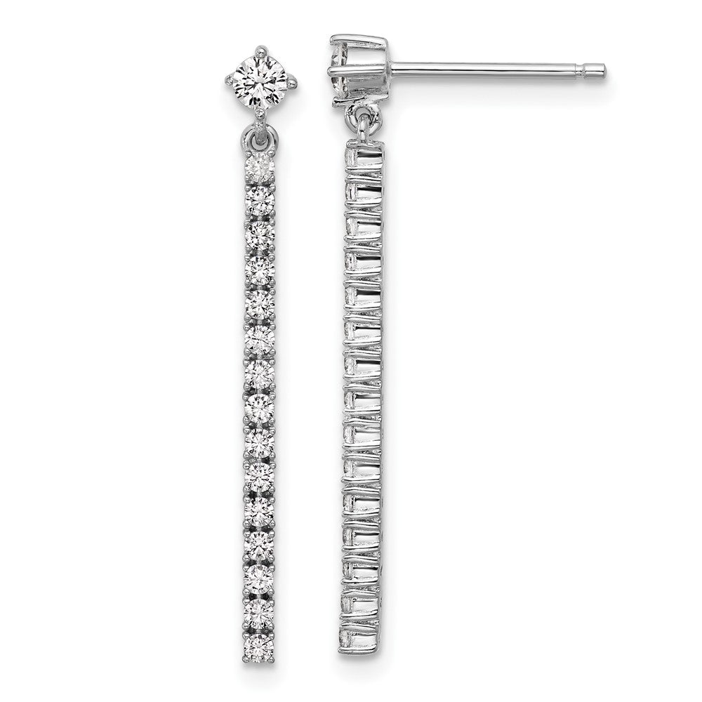 QCM1706 Cheryl M Sterling Silver Rhodium-plated Polished CZ Bar Post Dangle Earrings