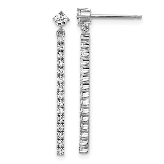 QCM1706 Cheryl M Sterling Silver Rhodium-plated Polished CZ Bar Post Dangle Earrings