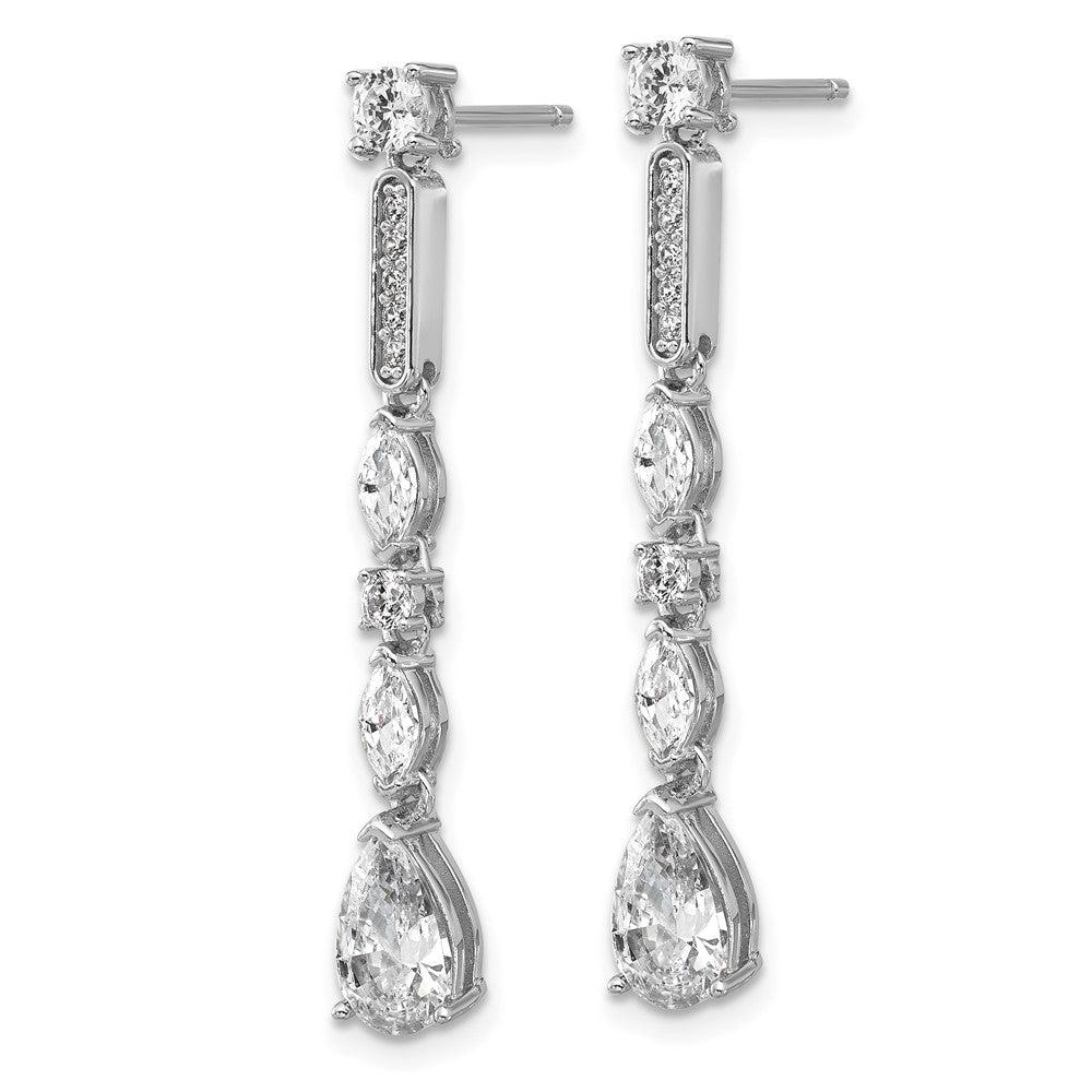 QCM1709 Cheryl M Sterling Silver Rhodium-plated Polished Fancy CZ Teardrop Post Dangle Earrings