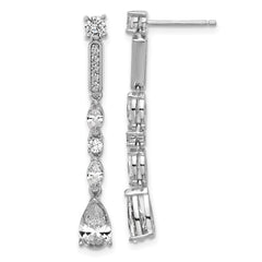 QCM1709 Cheryl M Sterling Silver Rhodium-plated Polished Fancy CZ Teardrop Post Dangle Earrings