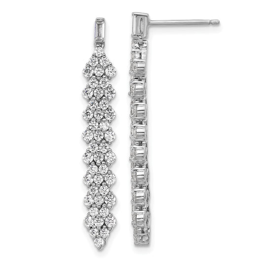 QCM1710 Cheryl M Sterling Silver Rhodium-plated Polished Fancy CZ Post Dangle Earrings