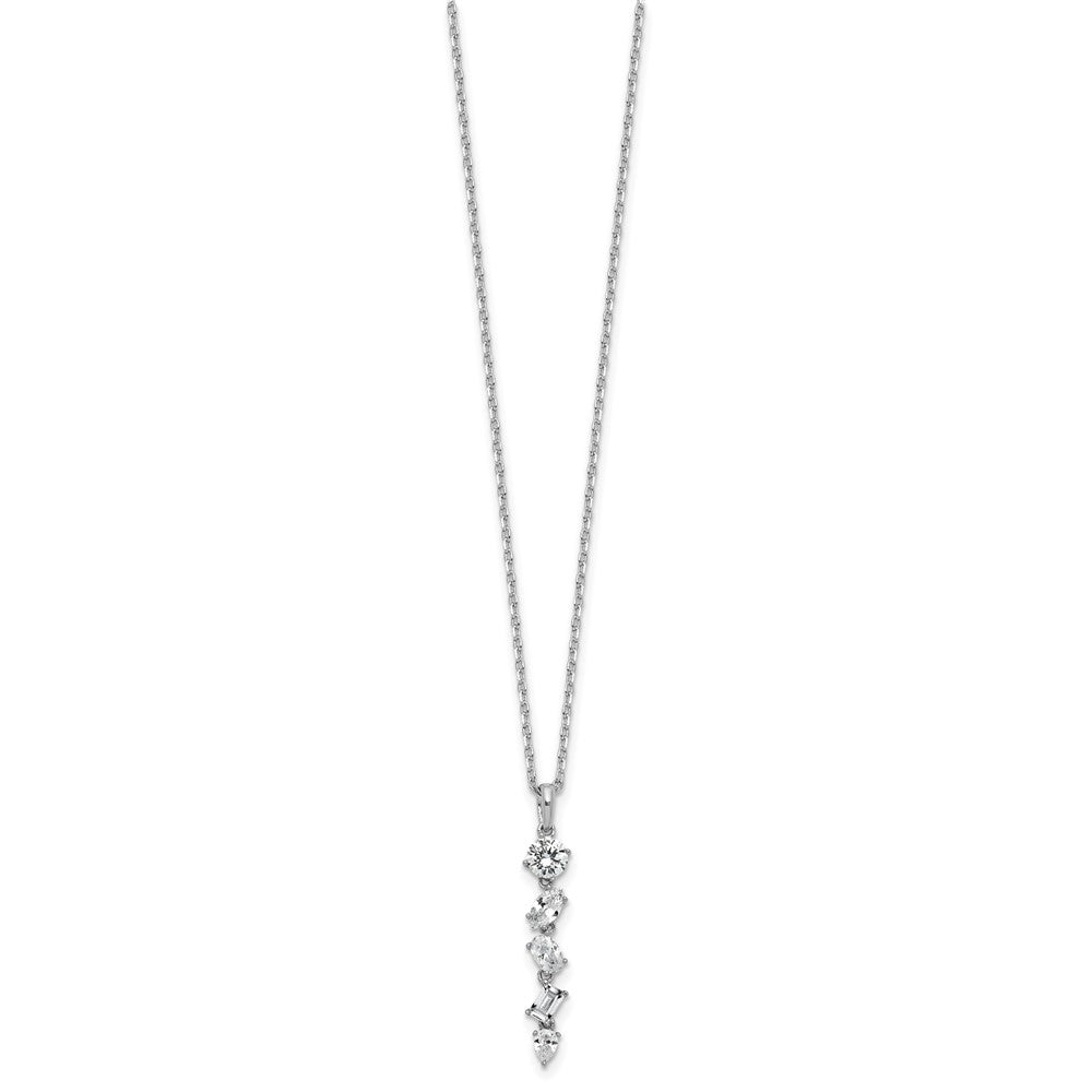 Cheryl M Sterling Silver Rhodium-plated Polished Fancy Multi-cut CZ with 2 Inch Extension Necklace QCM1719-16