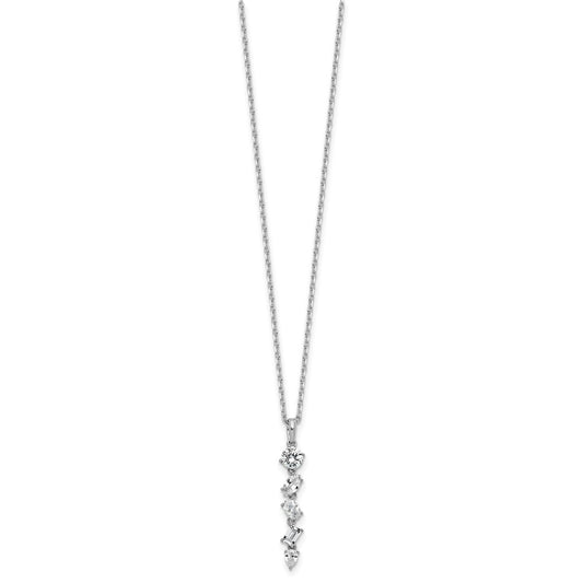 Cheryl M Sterling Silver Rhodium-plated Polished Fancy Multi-cut CZ with 2 Inch Extension Necklace QCM1719-16