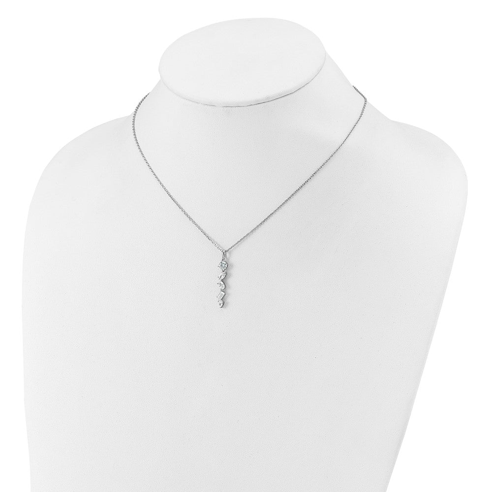 Cheryl M Sterling Silver Rhodium-plated Polished Fancy Multi-cut CZ with 2 Inch Extension Necklace QCM1719-16