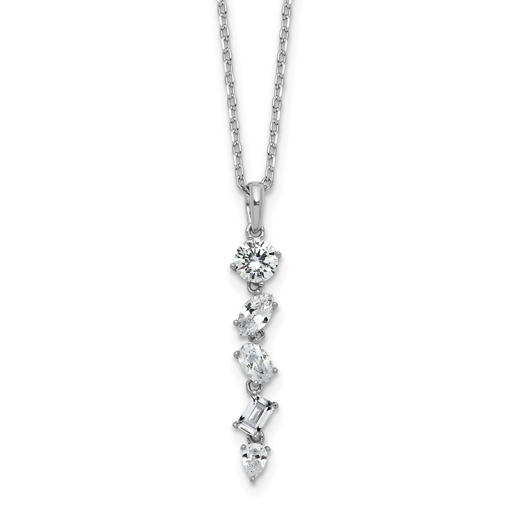 Cheryl M Sterling Silver Rhodium-plated Polished Fancy Multi-cut CZ with 2 Inch Extension Necklace QCM1719-16
