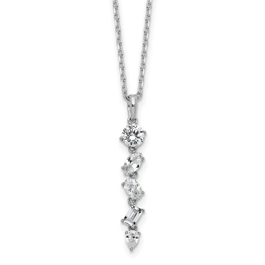 Cheryl M Sterling Silver Rhodium-plated Polished Fancy Multi-cut CZ with 2 Inch Extension Necklace QCM1719-16