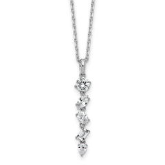 Cheryl M Sterling Silver Rhodium-plated Polished Fancy Multi-cut CZ with 2 Inch Extension Necklace QCM1719-16