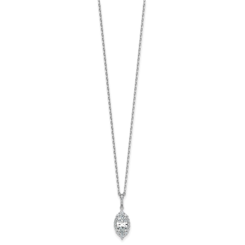 Cheryl M Sterling Silver Rhodium-plated Polished Fancy Marquise CZ Halo with 2 Inch Extension Necklace QCM1721-16