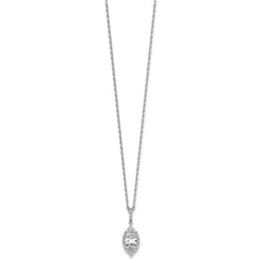 Cheryl M Sterling Silver Rhodium-plated Polished Fancy Marquise CZ Halo with 2 Inch Extension Necklace QCM1721-16
