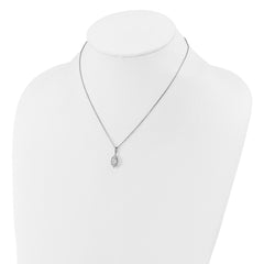 Cheryl M Sterling Silver Rhodium-plated Polished Fancy Marquise CZ Halo with 2 Inch Extension Necklace QCM1721-16