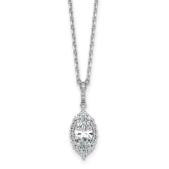 Cheryl M Sterling Silver Rhodium-plated Polished Fancy Marquise CZ Halo with 2 Inch Extension Necklace QCM1721-16